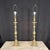 Elegant and intricate pair of antique French silver gilt metal church altar candlesticks, converted into tall table lamps....