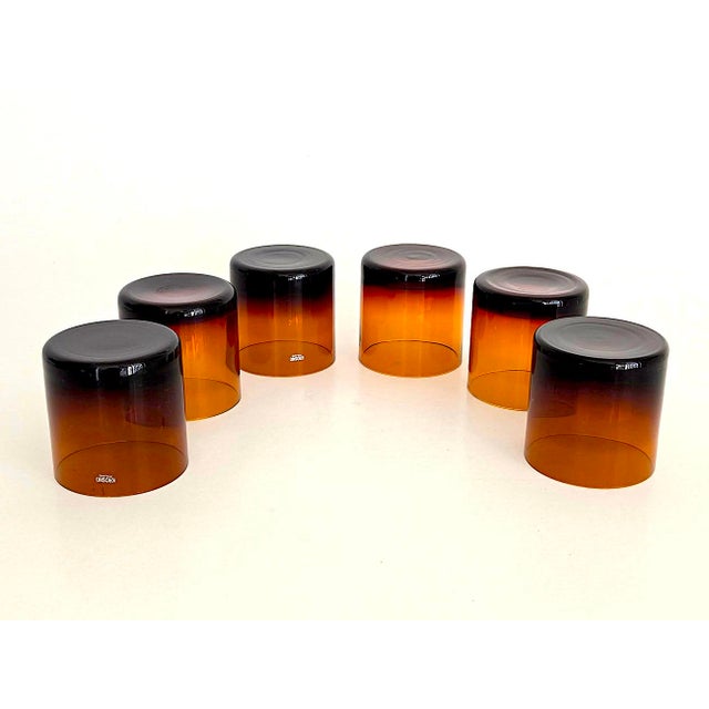 Denby-Milnor Sweden Vintage Denby Amber Double Old Fashioned Tumblers, Set of 6 For Sale - Image 4 of 11