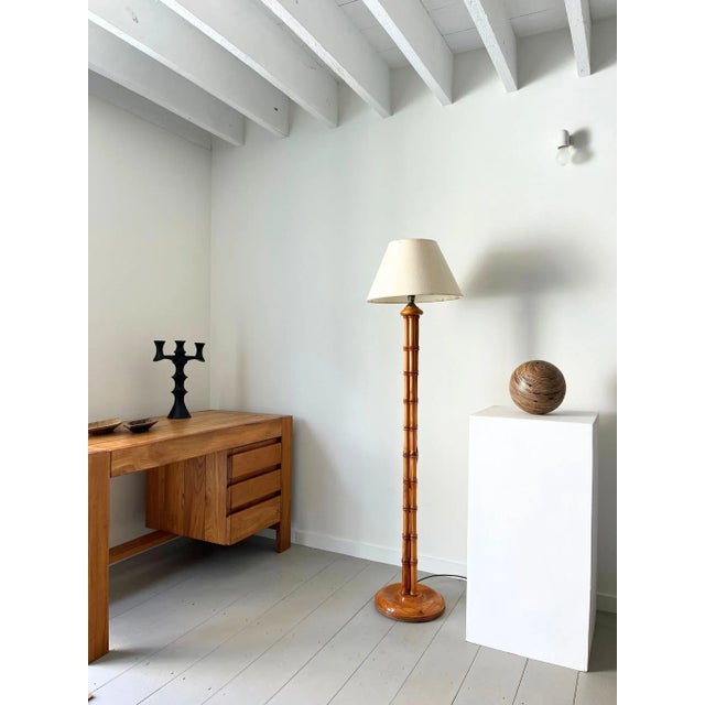 Mid-Century Faux Bamboo Turned Wooden Column Floor Lamp, Britain, 1980s For Sale - Image 10 of 10