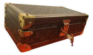 Watch Case in Monogram Canvas with Studded Leather Finishes and Gold Brass Corners from Louis Vuitton, 2000s