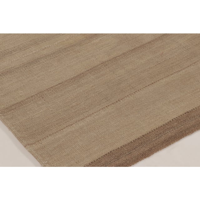 Rug & Kilim Rug & Kilim’s Contemporary Kilim With Tonal Stripes in Beige & Brown For Sale - Image 4 of 8
