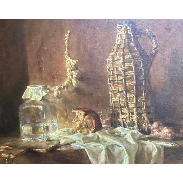 Mid-Century Modern Vintage Large Original Still Life Oil Painting on Canvas, Signed For Sale - Image 3 of 10