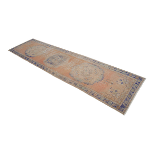 Distressed Oushak Runner Rug - Hand Knotted Hallway Decor - 2'11″ X 12'
