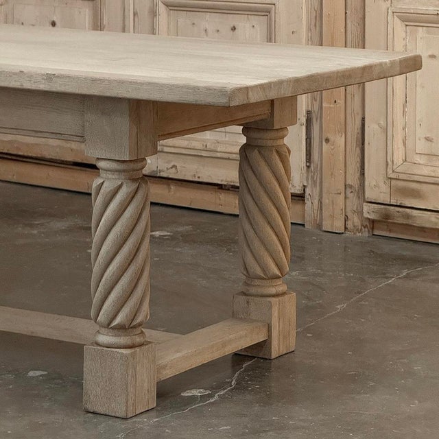 Wood Rustic Mid-Century Trestle Table Crafted of Solid Oak For Sale - Image 7 of 17