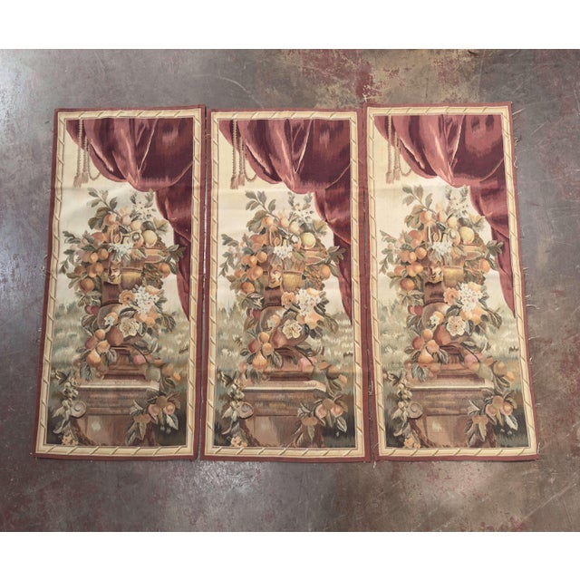 Early 20th Century Early 20th Century French Attributed Aubusson Tapestry Wall Panels, Set of Three For Sale - Image 5 of 9