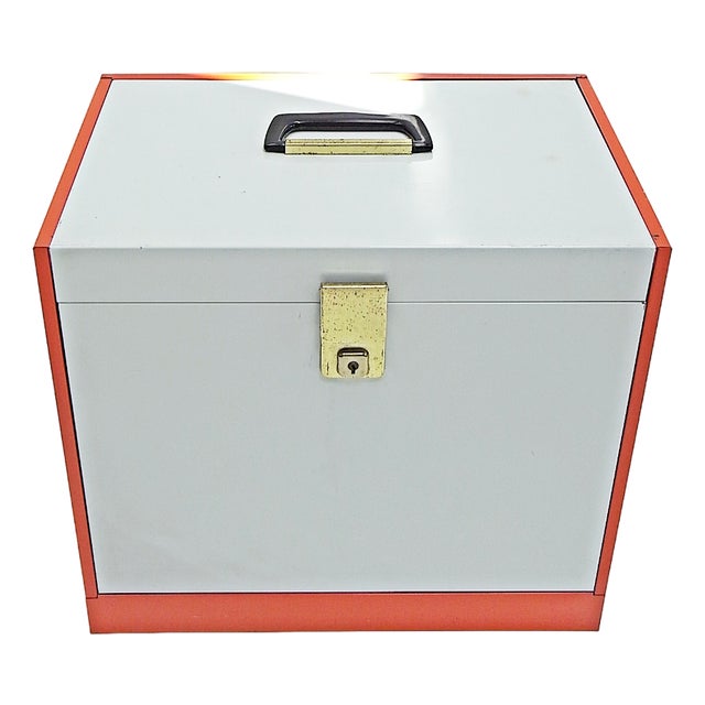 Orange Document Box in Coloured Metal Sheet For Sale