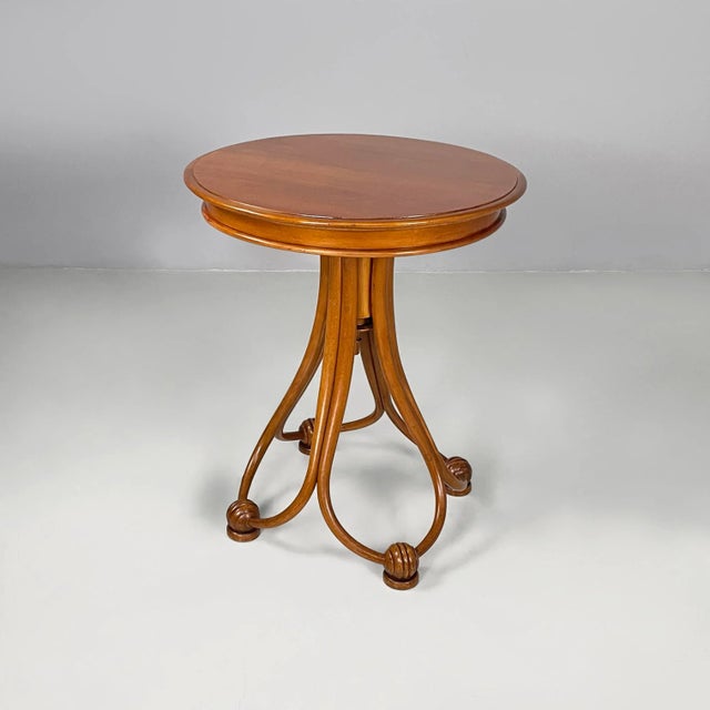 Italian Art Nouveau Round Dining Table in Wood, 1930s For Sale - Image 13 of 13
