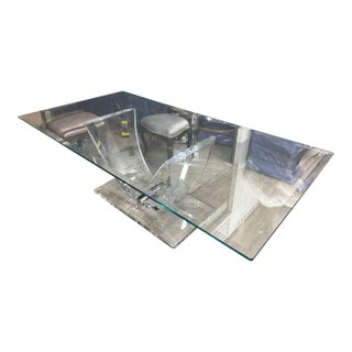 Vintage Postmodern Lucite Dining Table W/ 3/4" Beveled Glass Top For Sale