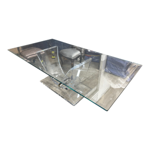 Vintage Postmodern Lucite Dining Table W/ 3/4" Beveled Glass Top