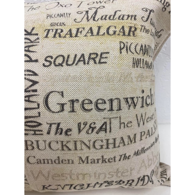 Large Bolster Pillow Plastered With the Names of London's Most Popular Tourist Attractions - Made in Uk. For Sale - Image 4 of 13