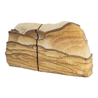 Outstanding Vintage Sandstone Bookends - a Pair -Organic Modern Decor Rock Specimen Mid Century Natural Stone Sculpture For Sale
