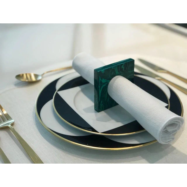 Round Malachite Napkin Rings - Set of 6 For Sale - Image 9 of 10