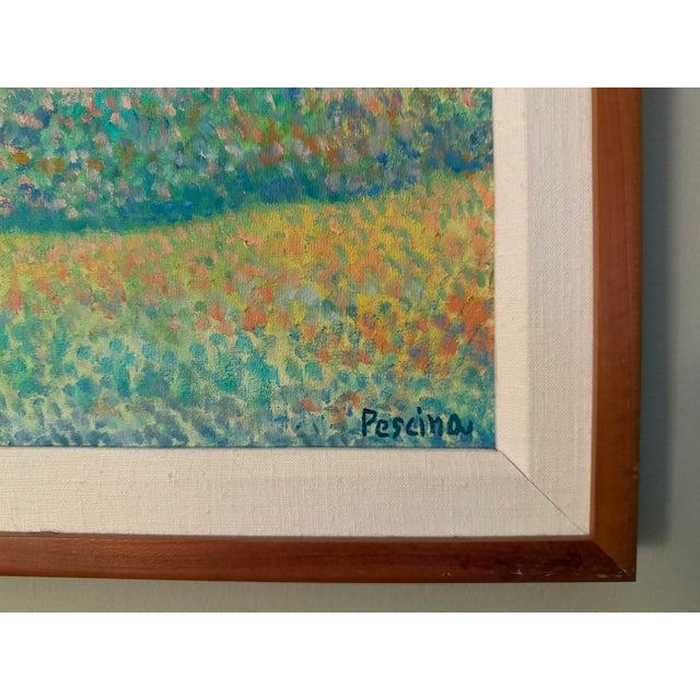 Late 20th Century Landscape With Village Oil Painting by Aurelio Pescina For Sale - Image 4 of 8