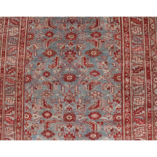 Antique Persian Gallery Malayer Runner With Red and Blue 4'3 X 16'10 For Sale In Atlanta - Image 6 of 10