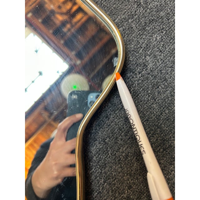 Gold Vintage Italian Brass Arched Scalloped Wall Mirror After Gio Ponti For Sale - Image 8 of 12