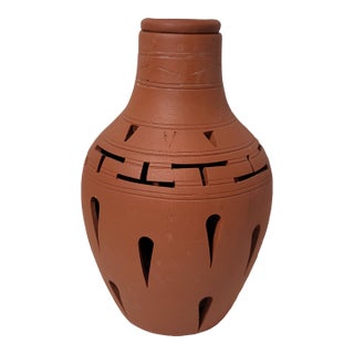 Vintage Reticulated Double Walled Clay Vessel For Sale