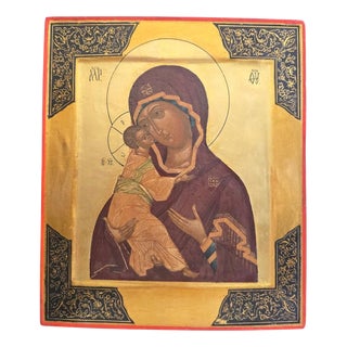 Russian Icon of the Virgin and Child, 19th Century, Painting For Sale