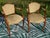 Solid beech frame, oak stain. The curved legs ensure good stability. Seat, backrest, and armrests upholstered in beige...