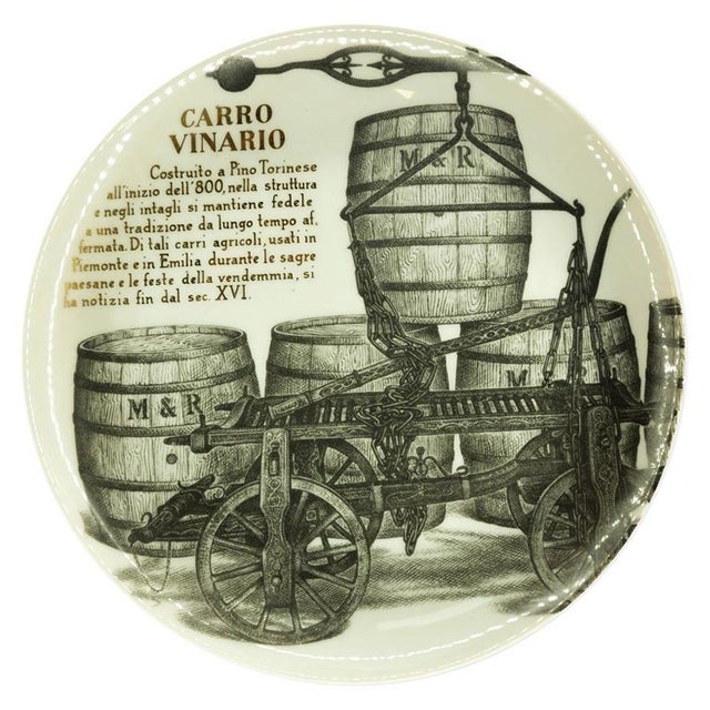1960s Carro Vinario Plate by Piero Fornasetti for Martini & Rossi, 1960s For Sale - Image 5 of 5