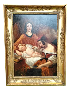 Henri De Caisme, Maternity to the Angel, 19th Century, Oil on Canvas