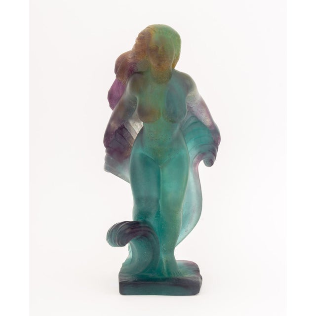 Andre Deluol (French, 1909-2003) for Daum Pate-de-Verre Glass Sculpture, depicting a nude woman emerging from stylized...