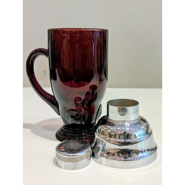 Art Deco Revival Amethyst Glass Cocktail Shaker For Sale - Image 4 of 6
