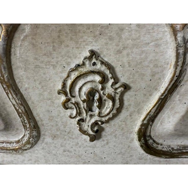 Pair of Louis XV–Style Painted Chests With Antiqued Marbled-Foxed Mirror Tops For Sale - Image 12 of 17