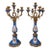 Pair of Vintage French Hand-Painted Cobalt Blue Porcelain & Gilt Metal Five-Light Candelabra For Sale