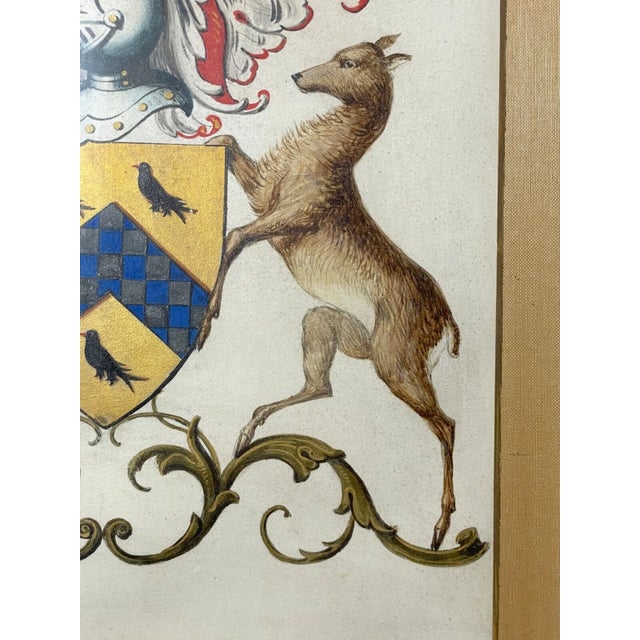 Antique 1700's Sir Patrick Houston Armorial Coat of Arms Heraldic Painting Art For Sale - Image 12 of 15