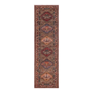Rustic Super Kazak Gray Wool Runner - 2'9'' X 10'5'' For Sale