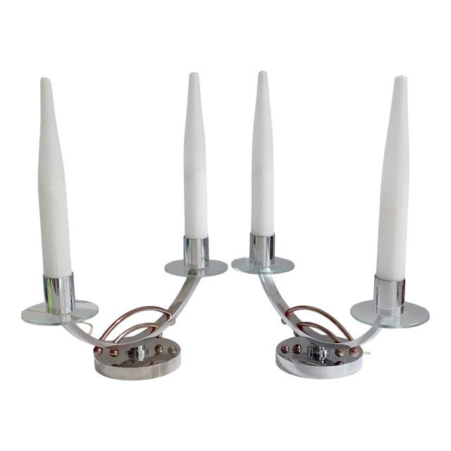 Art Deco French Glass Table Lamps, Set of 2 For Sale