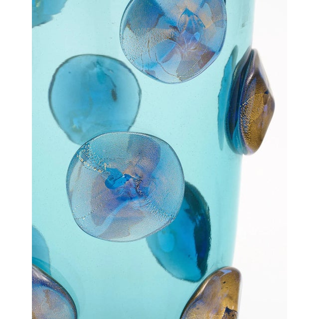 Murano Glass Blue Medallion Vases For Sale - Image 9 of 9