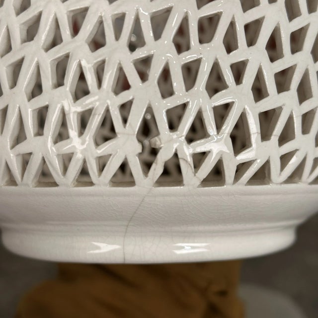 Triple-Pendant Reticulated Blanc De Chine Chandelier For Sale - Image 9 of 12