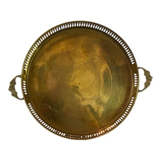 1940s Art Deco Style Brass Round Tray For Sale