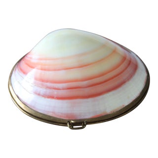 Vintage Polished Clam Shell Trinket Box For Sale
