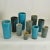 Blue Ceramic Cylinder Vases by Groeneveldt, Set of 10 For Sale - Image 3 of 14