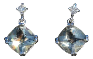 The Avahs: Ladies Contemporary 14K Prasiolite and Diamond Earrings, 2 Pieces