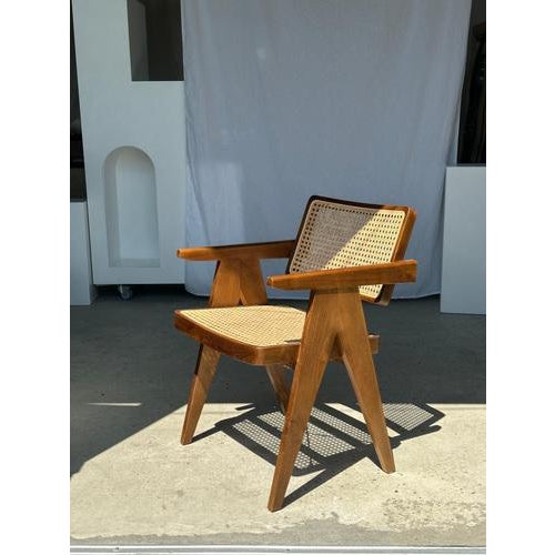 Natural Wood Cane Office Chair For Sale - Image 6 of 18