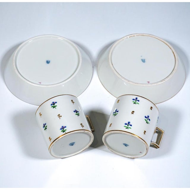 Ceramic Viennese Imperial Gilt Porcelain Tete-a-Tete Coffee Service with Cornflowers, 1797, Set of 4 For Sale - Image 7 of 8