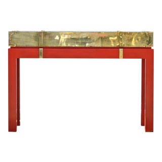 Brass Campaign Style Console For Sale