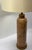 2020s Vintage Pink Marble Column Table Lamp With Brass Accents and Linen Shade For Sale - Image 5 of 5