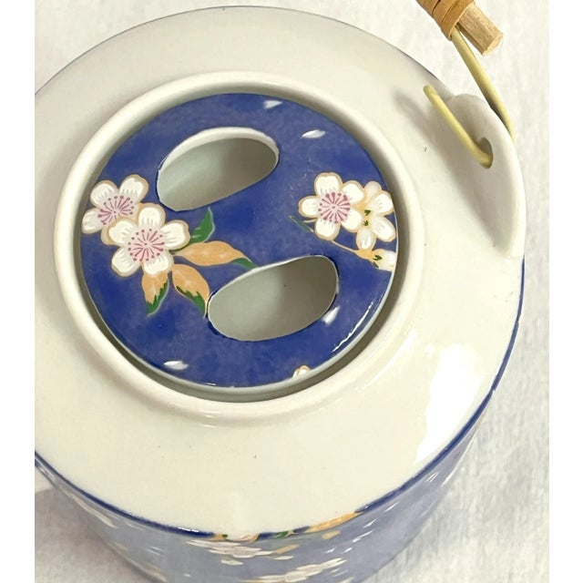 Vintage Porcelain Traditional Asian Style Teapot With Cherry Blossom Designs For Sale - Image 4 of 11