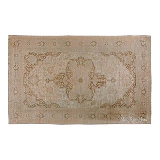 Antique Indian Amritsar Pale Brown and Beige Handwoven Wool Rug For Sale