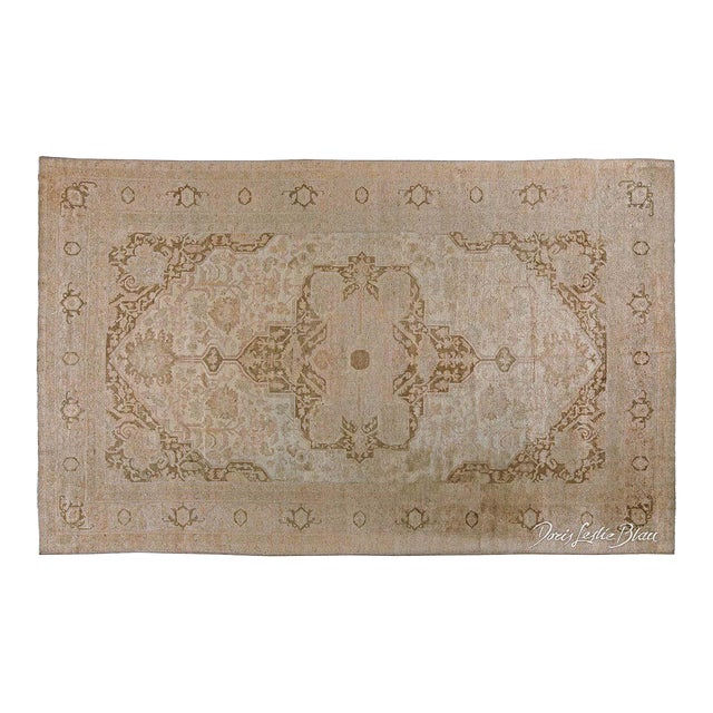 Antique Indian Amritsar Pale Brown and Beige Handwoven Wool Rug For Sale