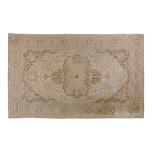 Antique Indian Amritsar Pale Brown and Beige Handwoven Wool Rug