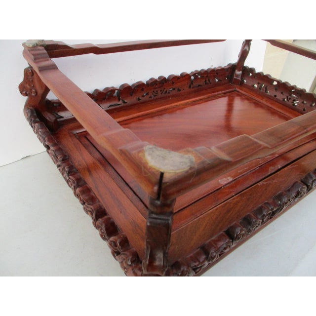 Burnt Umber Vintage Elaborate Chinese Hardwood Plant Stand For Sale - Image 8 of 11