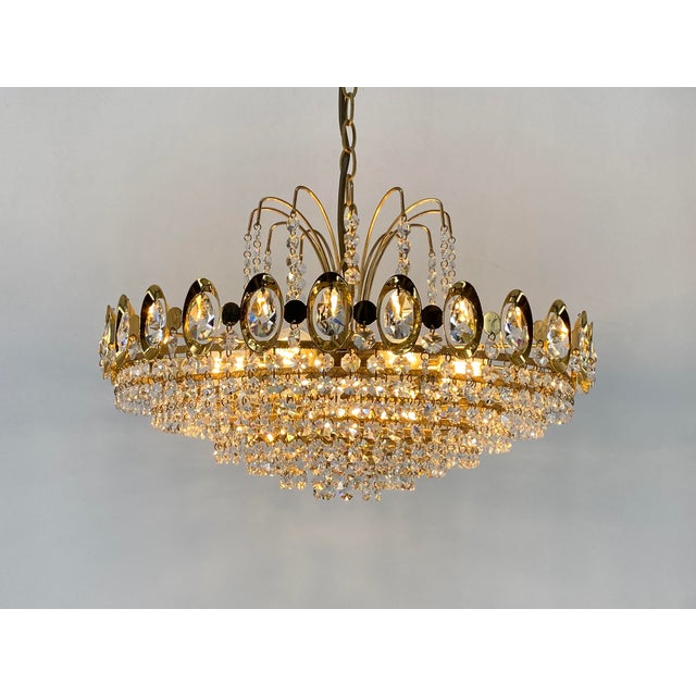 Mid-Century Modern Golden 7-Light Chandelier from Preico Leuchten Leinau, 1970s For Sale - Image 3 of 18
