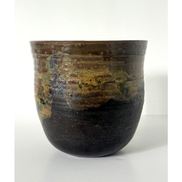 Toshiko Takaezu Large Ceramic Glazed Vase in Cachepot Form by Toshiko Takaezu For Sale - Image 4 of 13