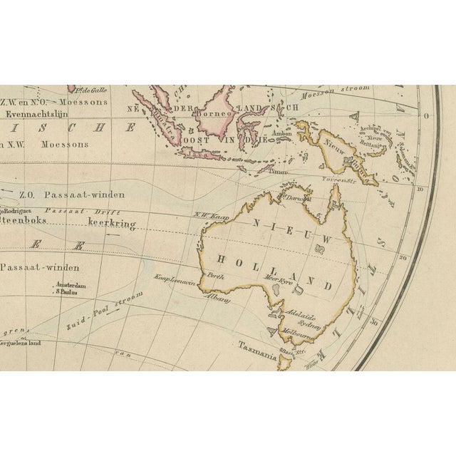 Late 19th Century Double Hemisphere World Map from the Nieuwe Hand-Atlas, 1876 For Sale - Image 5 of 13