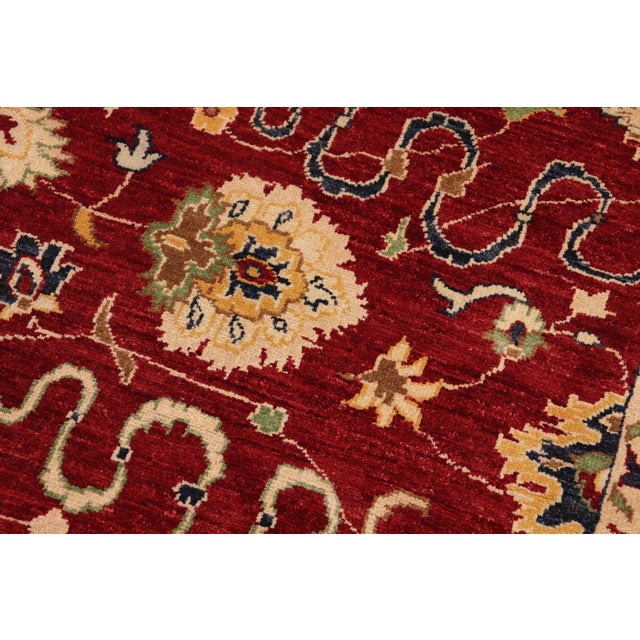 1990s Oriental Ziegler Red Blue Hand-Knotted Wool Rug - 8'0'' X 9'9'' For Sale - Image 5 of 8